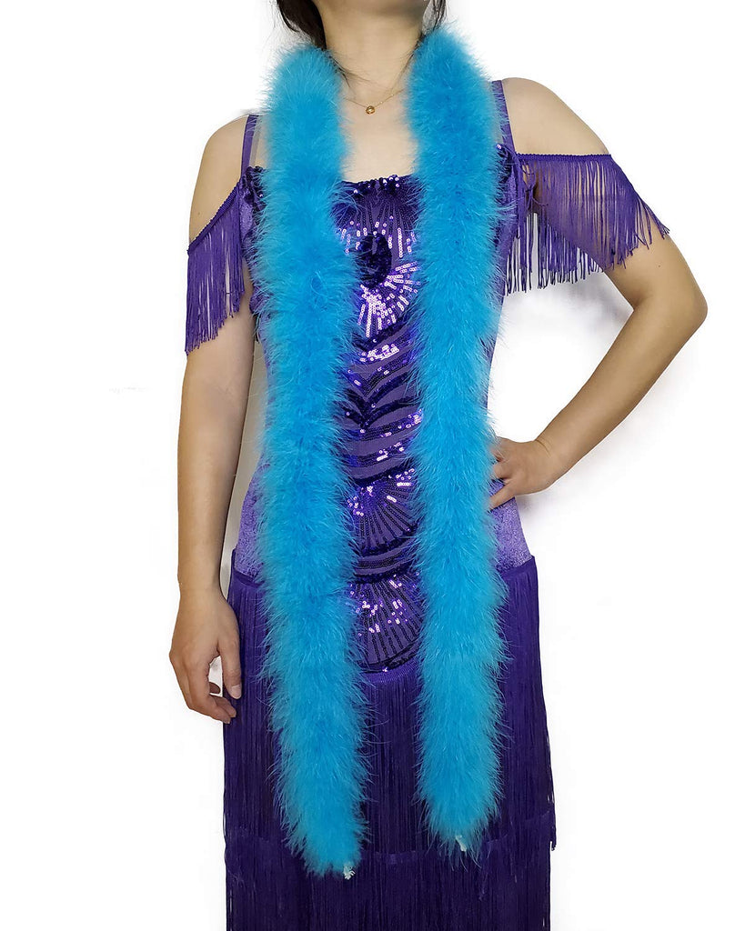 30g Fluffy Marabou Feather Boa for DIY Craft Sewing Trim Home Wedding Party Decoration-Blue - 2 Yards