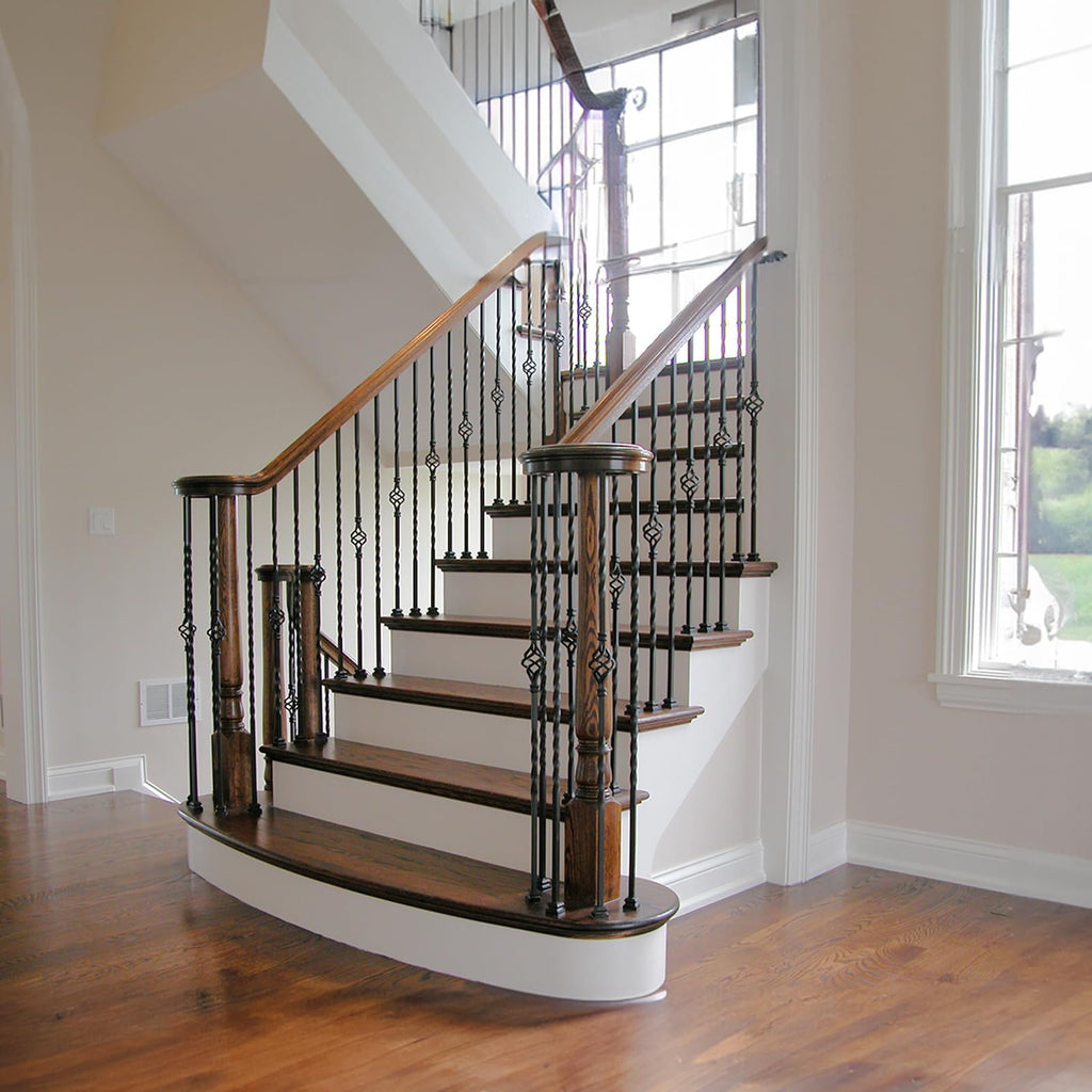 30 Pack Wrought Iron Baluster Shoes Flat Shoes Come with Screws Work with 1/2 Inch Square Balusters Metal Staircase