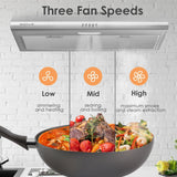 36 Inch Stainless Steel Wall Mount Range Hood 900 CFM 4 Speed Gesture & Touch Control Convertible Ducted/Ductless