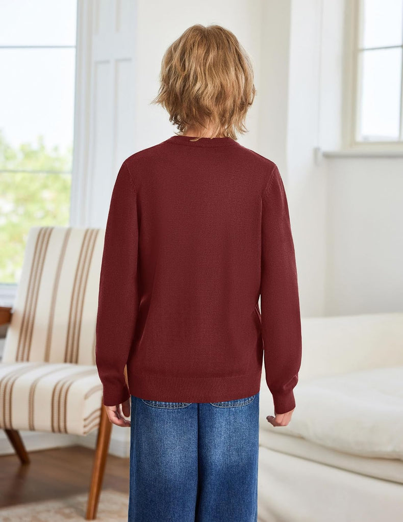 Boys Sweater Long Sleeve Cable Knit Crewneck Pullover Winter Tops