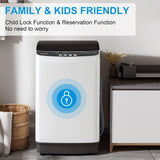 16 lbs Portable Washing Machine, Full-Automatic Laundry Machine with Stainless Steel Drum, 10 Wash Cycles, Compact