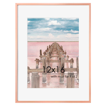 12x16 Metal Picture Frame for Wall With Mat for 9x12, 12''x16'' Aluminum Certificate Document Frames With Plexiglass