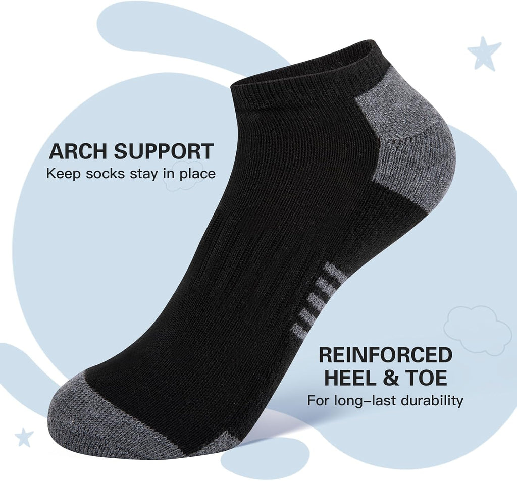 10 Pairs Boys Socks Low Cut Ankle Socks For Kids Old Short Athletic Socks With Cushioned Sole
