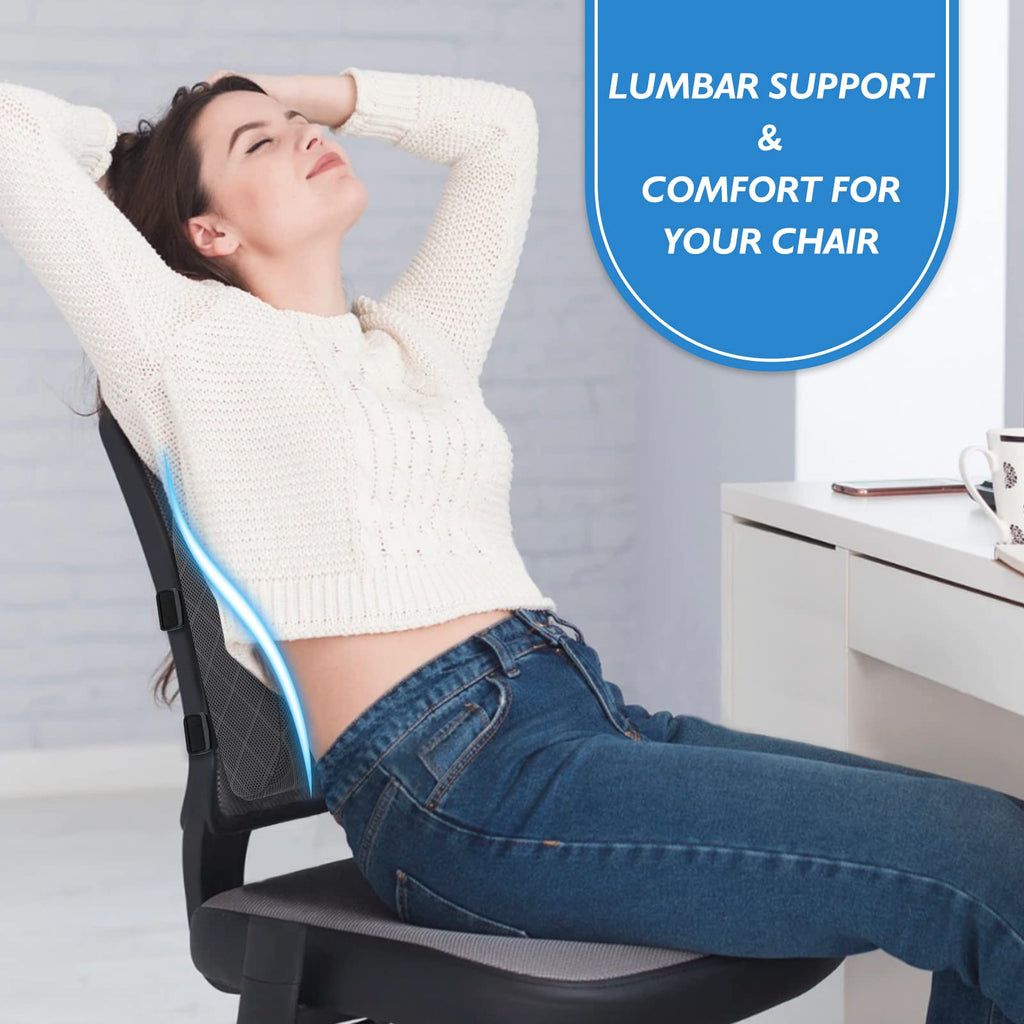 Lumbar Support Pillow Chair, Back Support, Memory Foam, Grey
