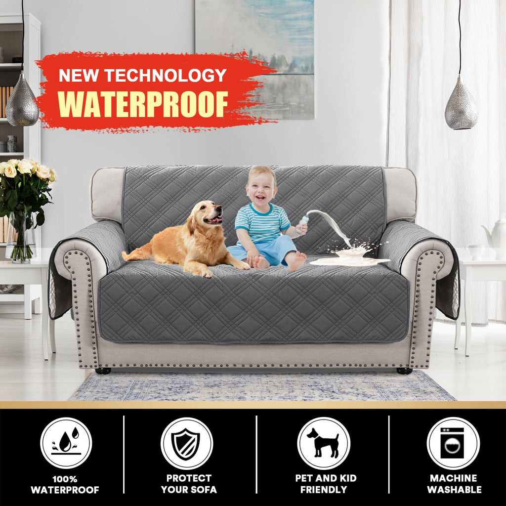 100% Waterproof Loveseat Covers for 2 Cushion Couch Sofa Covers Waterproof and Washable Sofa Slipcover with Side