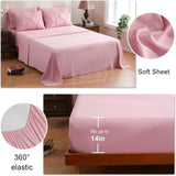 7 Pieces Pink Queen Comforter Set, Pintuck Pinch Pleat Bed in a Bag