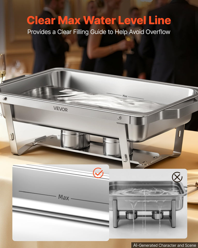 4 Packs Chafing Dishes for Buffet Set, 9QT Stainless Steel Chafer