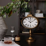 HOME Antique Mantel Clock, Gold Retro Desk Clock Silent-Non-Ticking Battery Operated Decorative Desk Table Clock