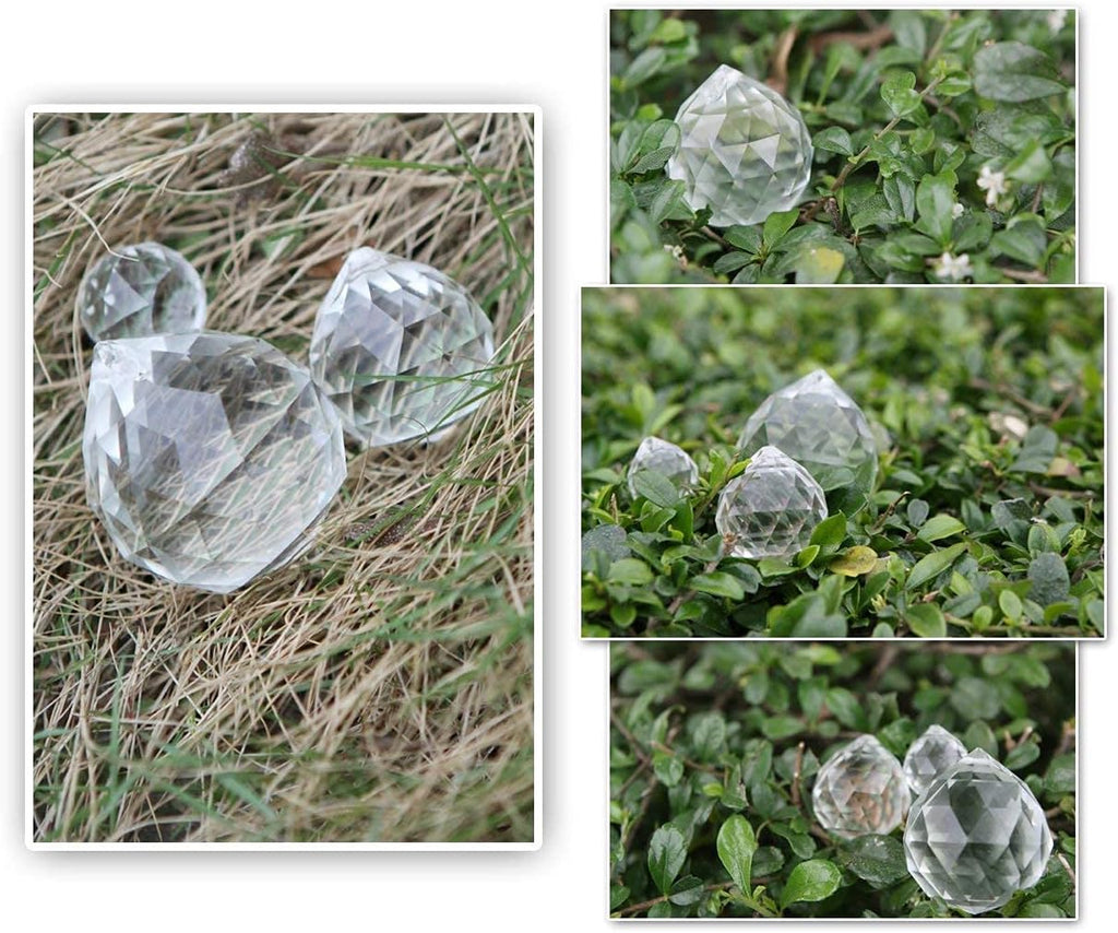 3 Pcs 20/30/40mm Crystal Ball Prism Suncatcher Chandelier Decor - Clear Crystal Ball Prism Suncatcher Set of 3 20mm