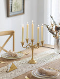 Gold Candelabra Table Centerpiece: 10 Inches Candelabra Candle Holder for Taper Candlesticks - 5 Arms Metal