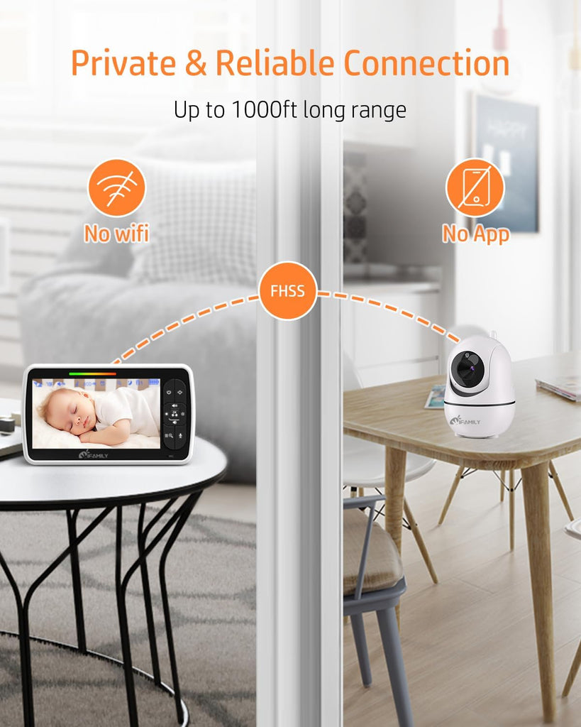 5"Split Screen Baby Monitor with 2 Cameras and Audio n Night Vision