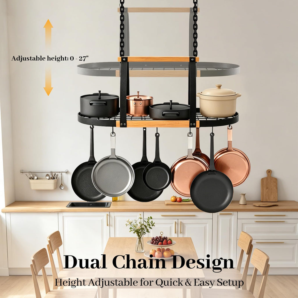 Heavy Duty Hanging Pot Rack, Ceiling Mount, 130 lb Capacity