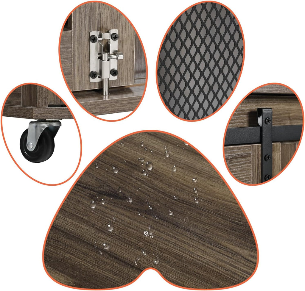 Grey Heavy Duty Wooden XXL Dog Crate Furniture for Extra Large Dogs