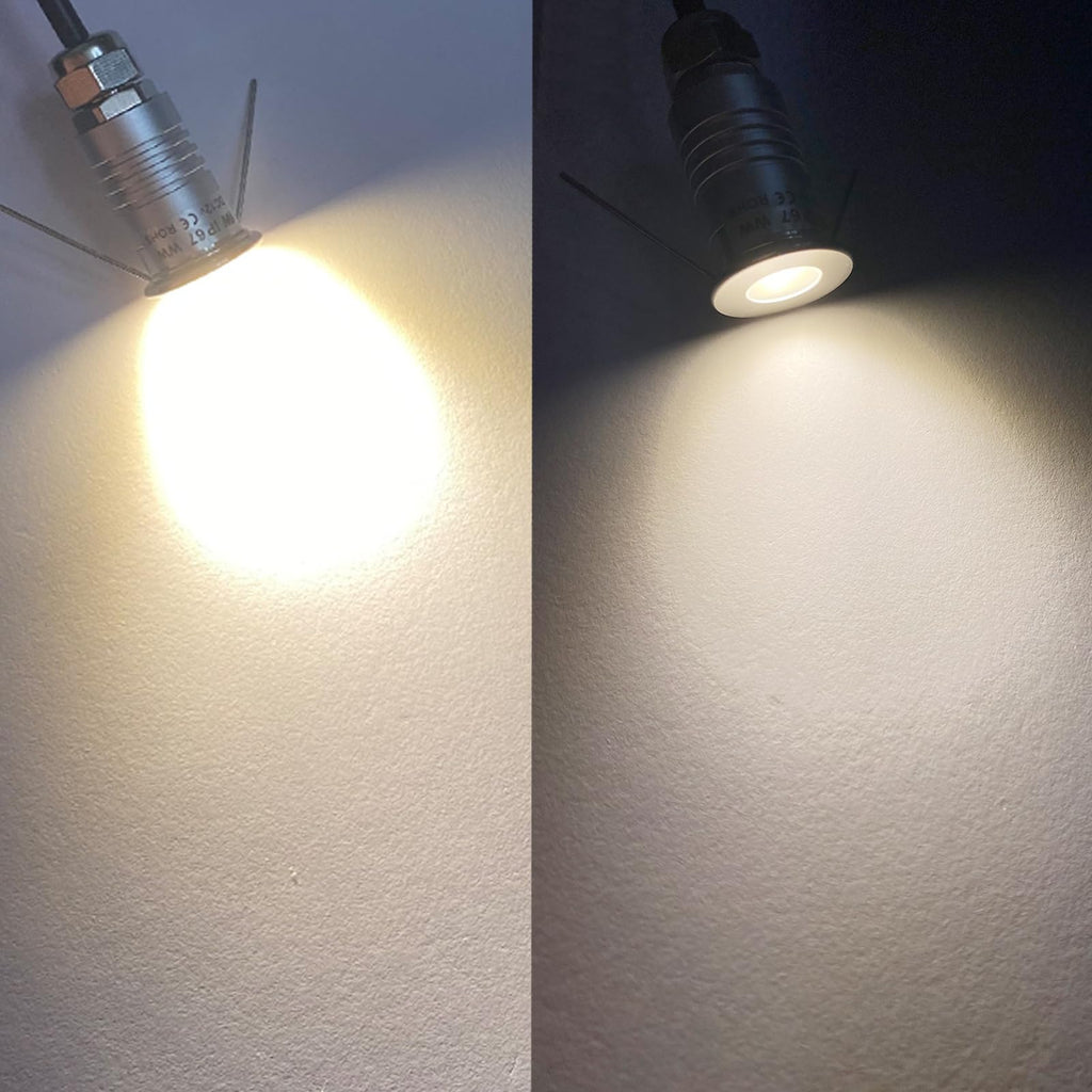 LED Mini In-Ground Starlight, 1W 12V DC Low Voltage Recessed Well Light, IP67 Waterproof, Buried Underground Marker
