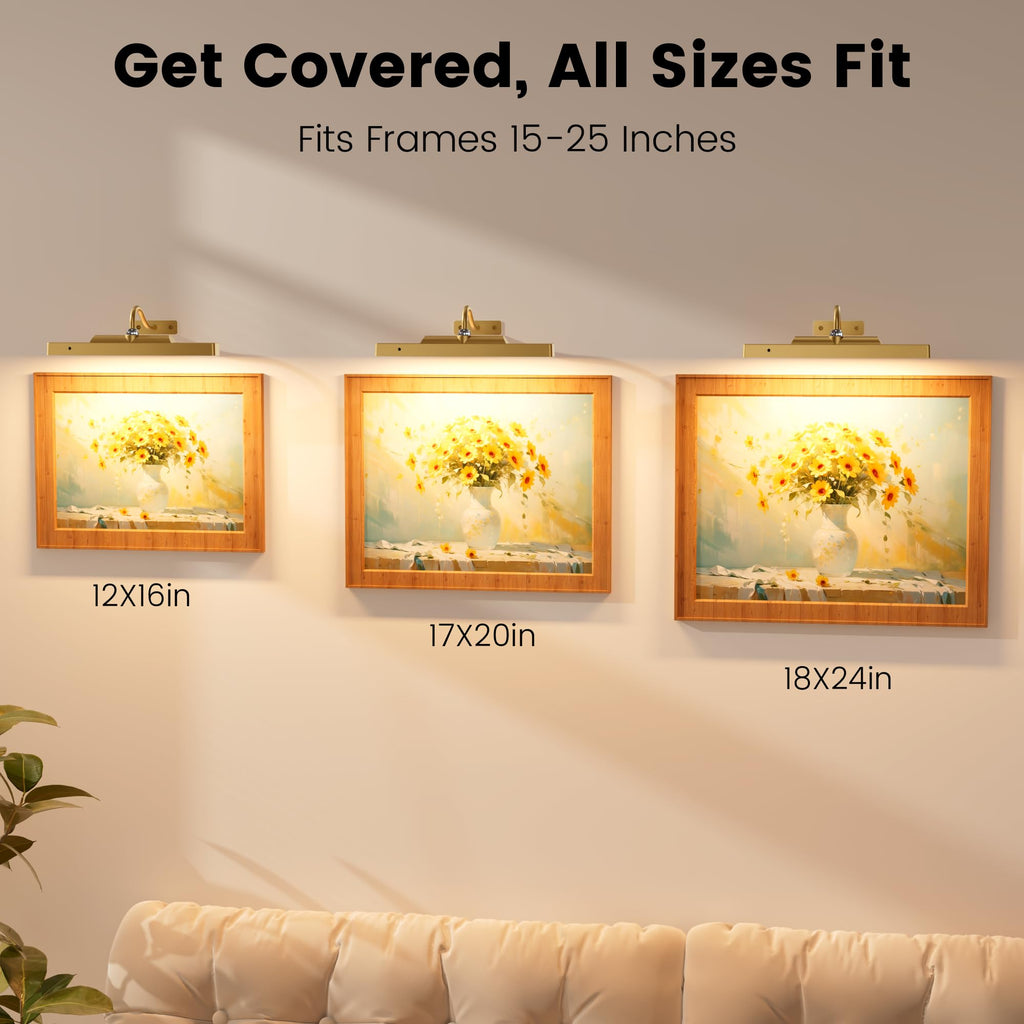 Gallery Lights for Wall 3 Pack, 12" Rechargeable Picture Lights, Cordless Remote Dimmable LED for Portrait Hallway