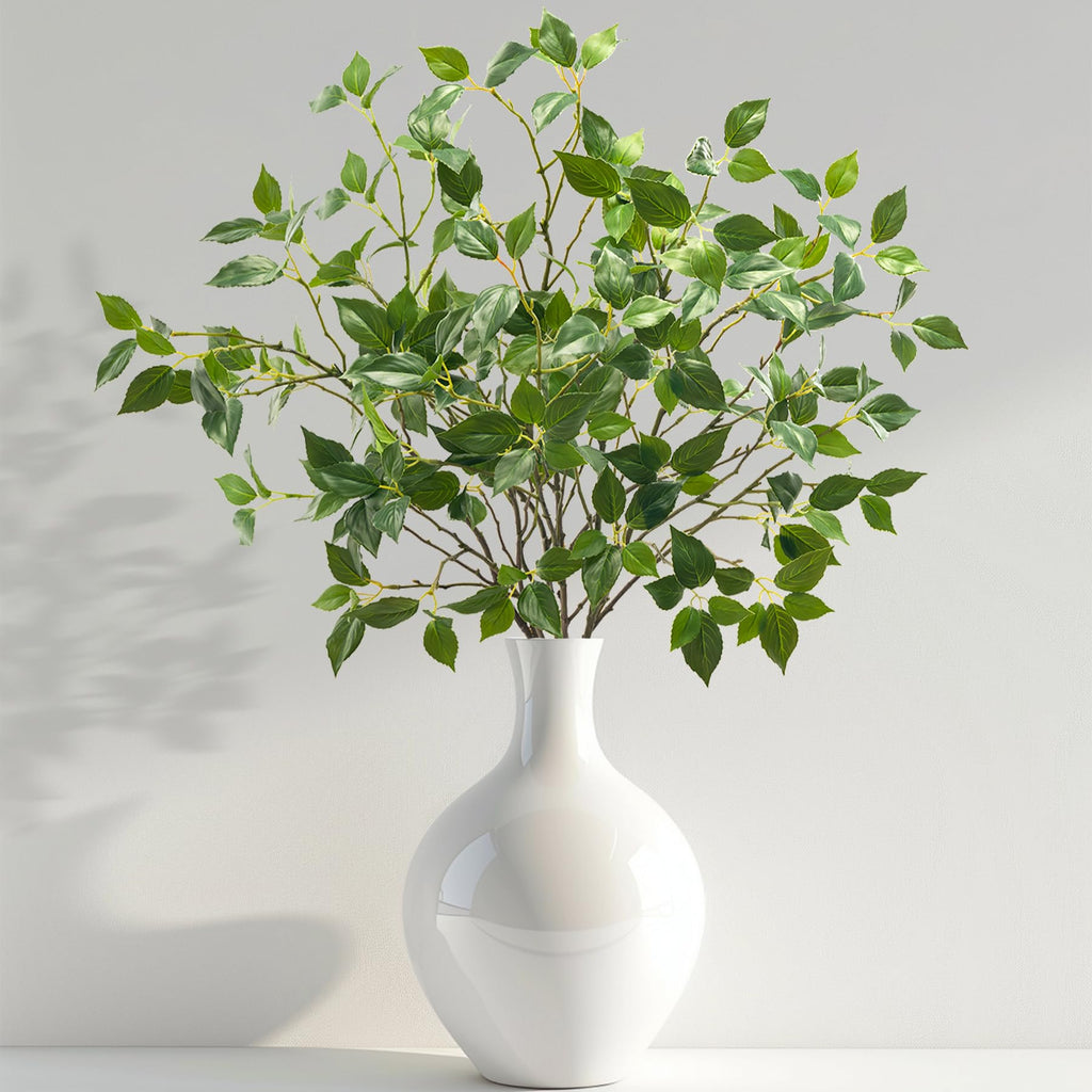 Artificial Plants Greenery Eucalyptus Stems Branches Plant Decor, Faux Rustic Ficus Leaf Floral for Indoor Table