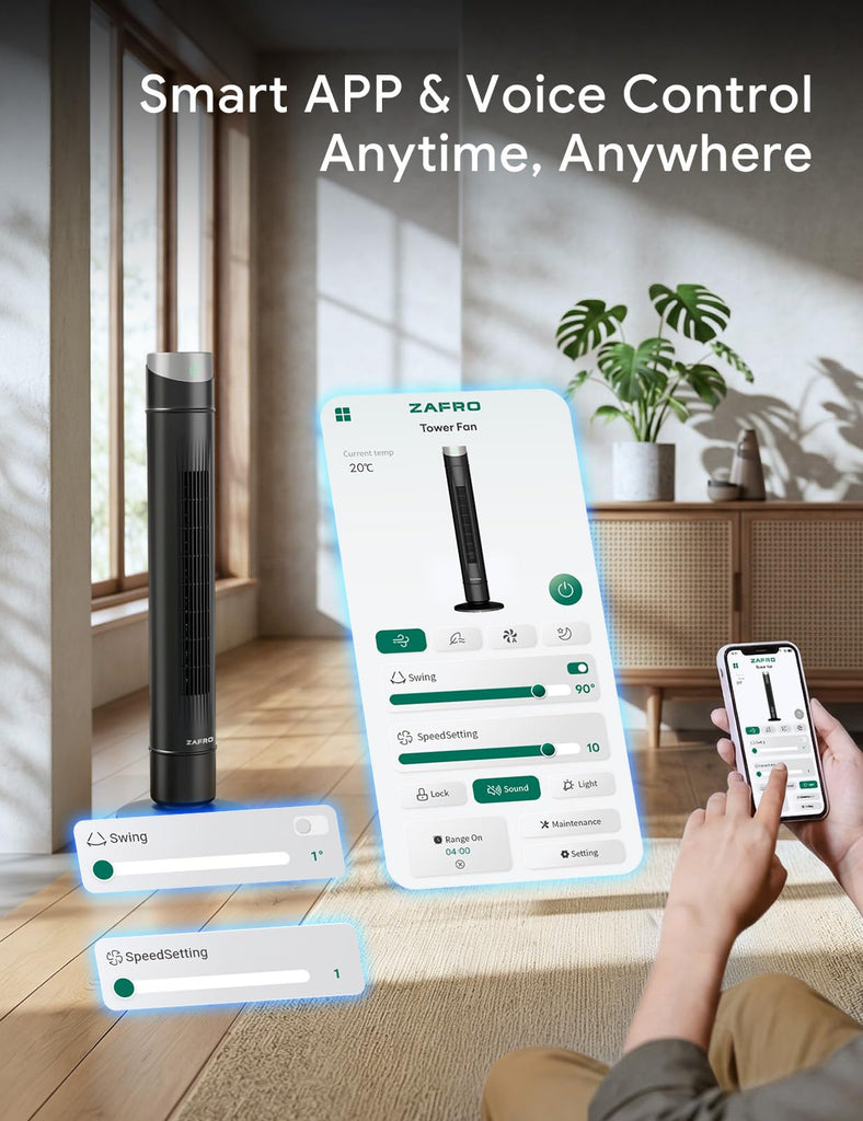 Smart Tower Fan ,Upgraded DC Motor Fans that Blow Cold Air