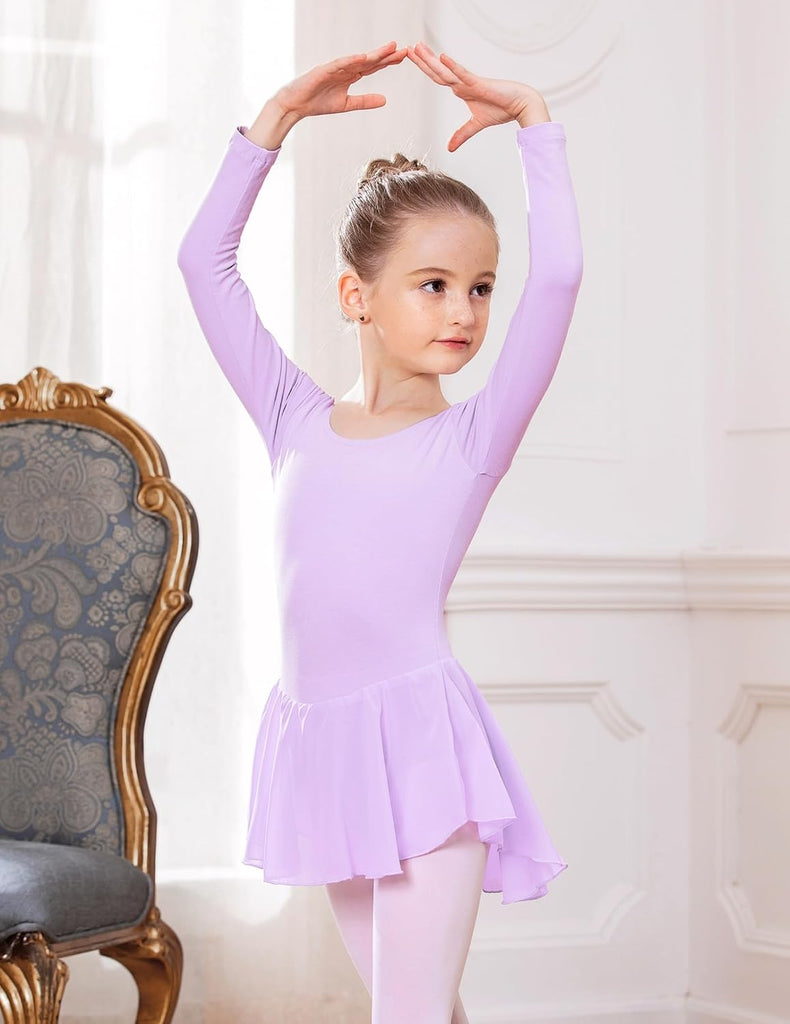 Kids Girls Classic Long Sleeve Leotard Dance Ballet Dress