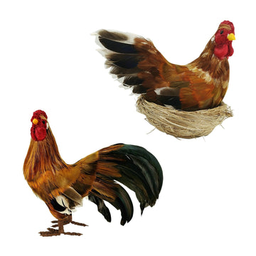 8.8 Inches Feathered Rooster Decor and Hen as Fall Decorations