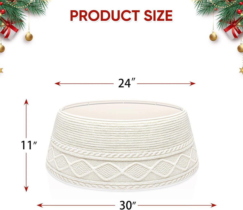 Christmas Tree Collar, 30'' Knit Xmas Tree Collar, Christmas Tree Collars for Artificial Trees, 11" Extra Tall Tree