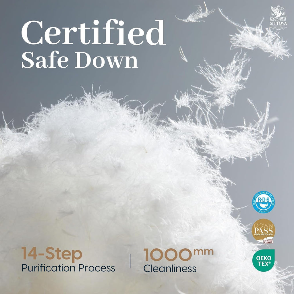 Goose Down Fiber Comforter King - All-Season Hotel Quality Duvet Insert, High Fill Power, Ultra Soft