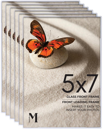 Clear Acrylic Frame - 5x7 Acrylic Picture Frames, Set of 6 - Modern, Minimalist Front-Loading Photo Frame - Wall