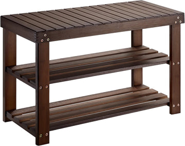 3 Tier Bamboo Shoe Rack Bench, Brown