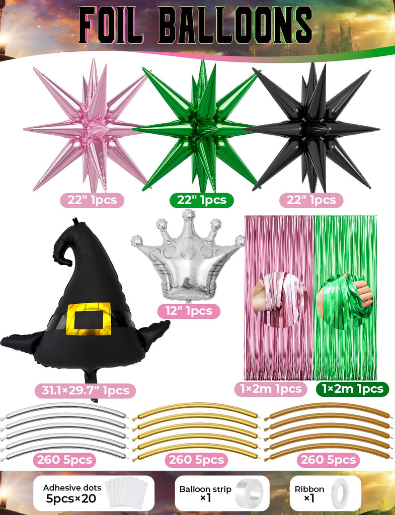 Pink and Green Balloon Garland Arch Kit, Witch Themed Party Decor