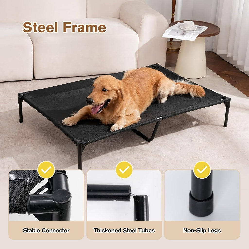 XL Elevated Dog Bed for Large Dogs, Extra Raised Dog Cot Beds, Heavy Duty Pet Cots with Durable Supportive Teslin