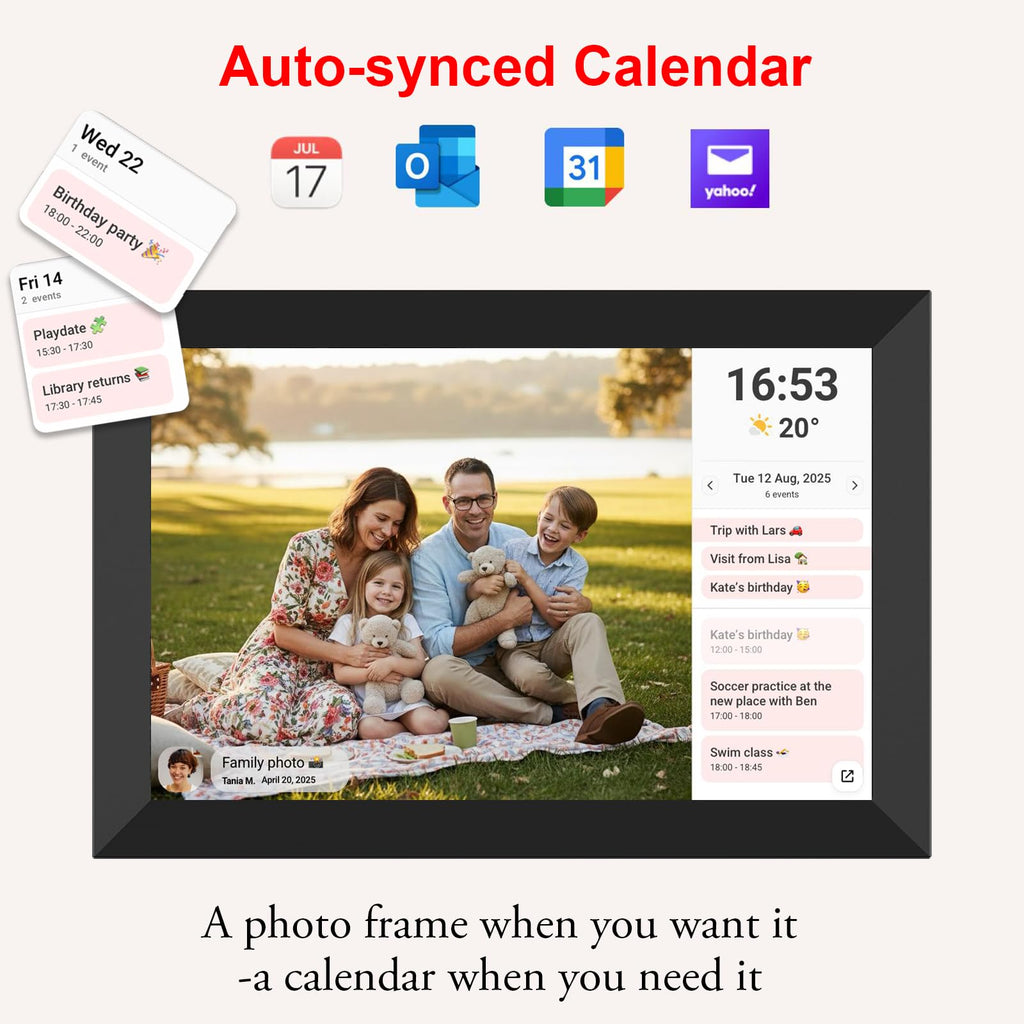 Frameo 10.1 Inch WiFi Digital Photo Frame, 32GB Digital Picture Frame with 1280x800 IPS HD Touch Screen, Auto-Rotate