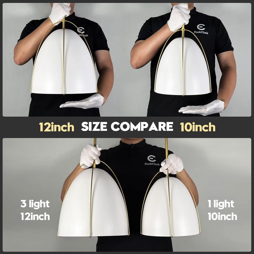 10in Dome Pendant Light White Kitchen Island Pendant Lighting Modern White & Gold Pendant Lights Fixture for Dining