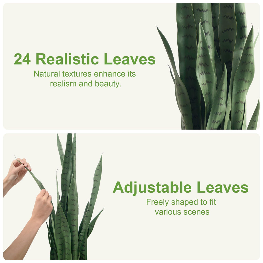 Fake Snake Plant 3ft Tall Faux Sansevieria with 24 Realistic Leaves UV Resistant Potted 2 Pack Fake Mother in Law's
