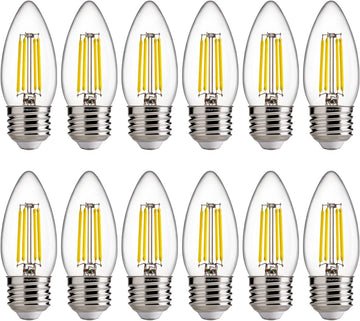 5000K Daylight Dimmable LED Candelabra Bulbs, 60W Equivalent, B11 E26 Base LED Chandelier Light Bulbs, 550LM