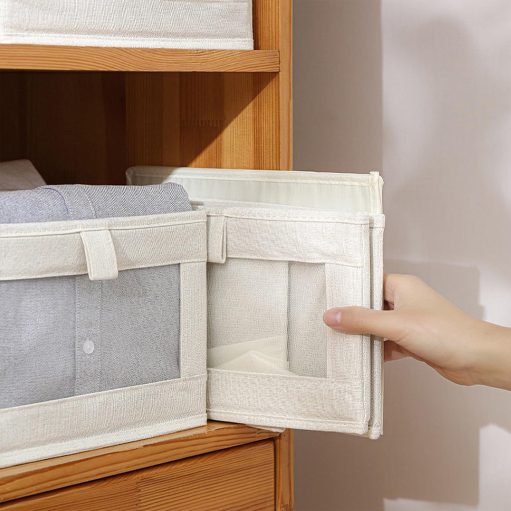 12 Pack Bins Linen Closet Baskets for Closet Organization Foldable Closet Organizer Bins with Clear Window For