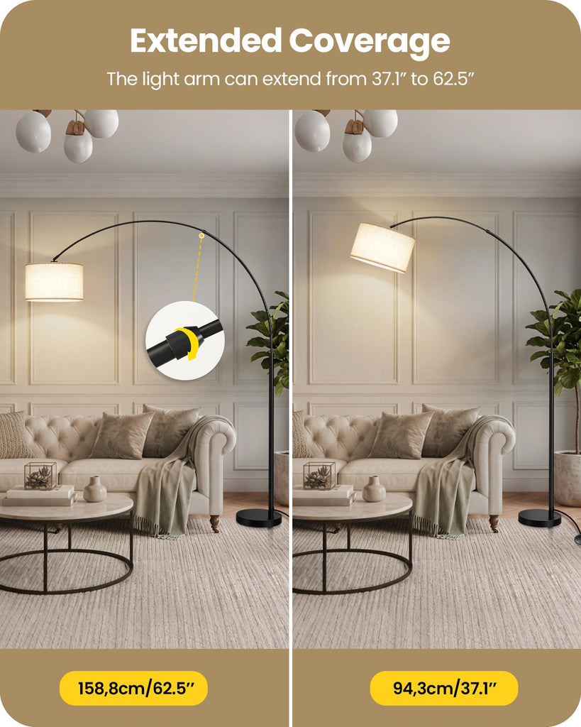 82" Tall Dimmable Arc Floor Lamp, Extra Large Arched lamp