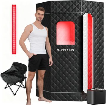 Upgraded Steam Sauna with Red Light Therapy Panel for Personal Home Spa