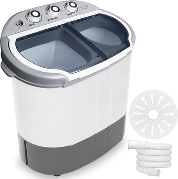 Portable Washing Machine - Twin Tub 11Lbs Capacity, Compact Mini Laundry Washer (7.7 Lbs) & Spinner (3.3 Lbs) with