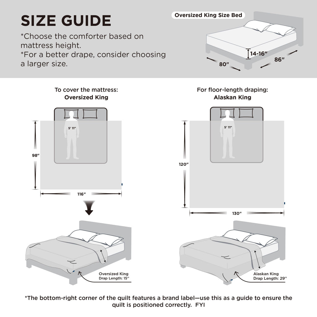 Oversized King Comforter -Duvet Insert for All Season