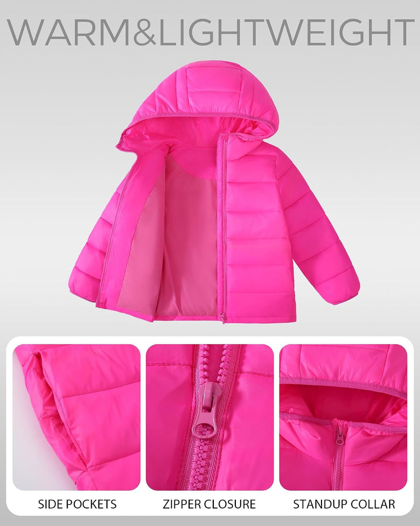 Hooded Puffer Jackets for Girls Lightweight and Packable Autumn a Winter Coat