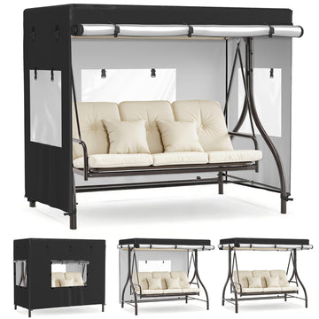 Outdoor Swing Cover, 3-Seat Patio Swing Chair Covers, Can be Used Without Disassembly Anti-UV & Waterproof All-Weather