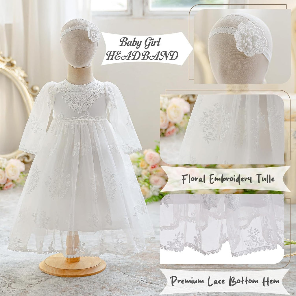 Flower Baby Girl Dresses Baptism Outfits with Shoes Set