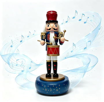 Christmas Nutcracker Ornaments Wooden Nutcrackers Music Box for Christmas(Blue)