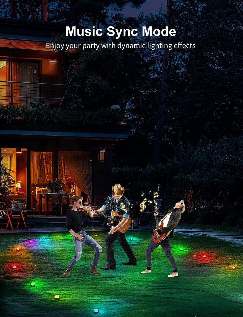 Outdoor Ground Lights 26 Pack, 58FT RGBCW Pathway Lights Wired