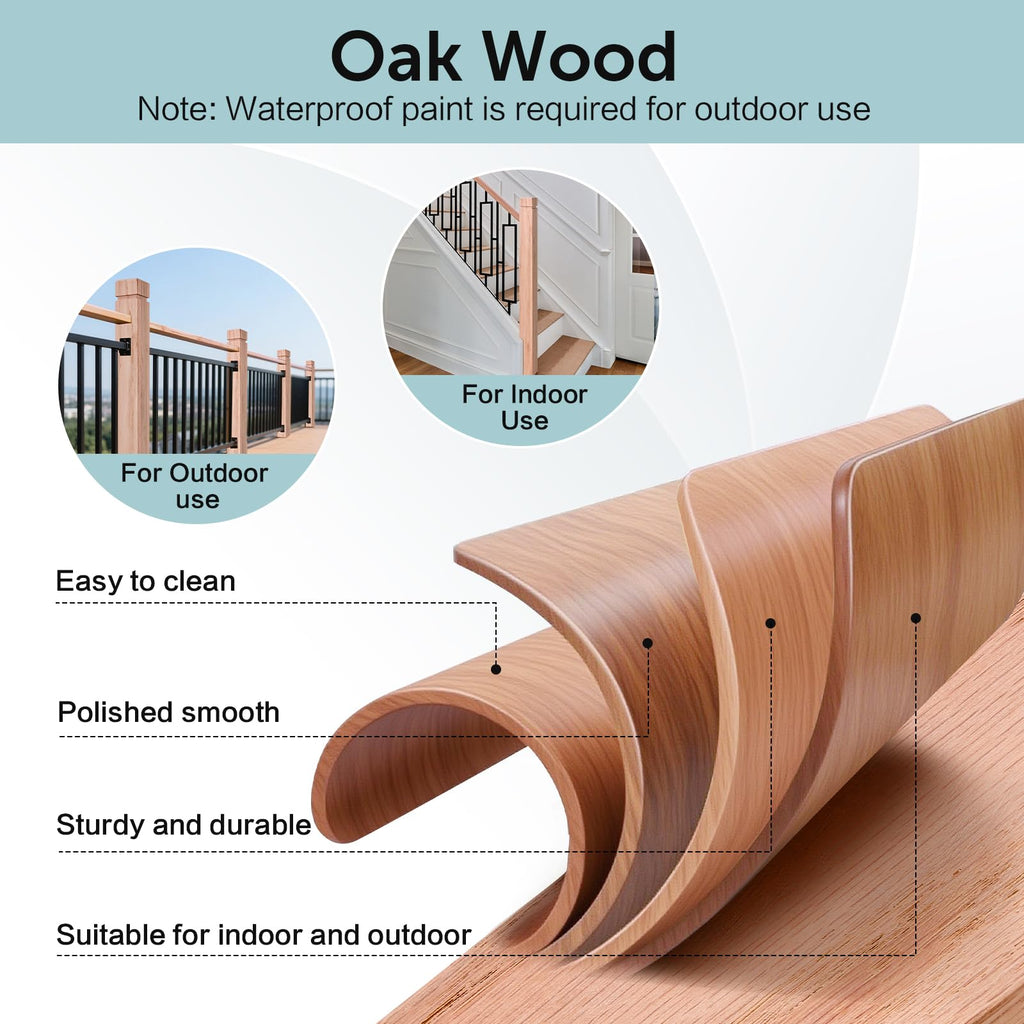 3.5" x 47" Red Oak Wood Stair Newel Post with a Single Groove Notched Newel Wood Balusters for Staircase Interior and