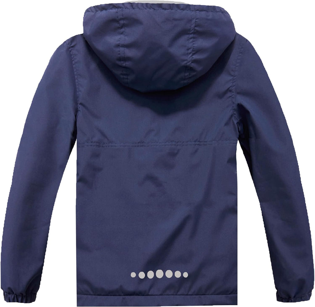 Boys Girls Waterproof Hooded Jackets Fleece Lined Rain Jackets