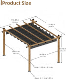 10' X 13' Outdoor Pergola with Retractable Canopy Aluminum Pergola Faux Wood Metal Pergolas Gazebo for Backyard, Deck