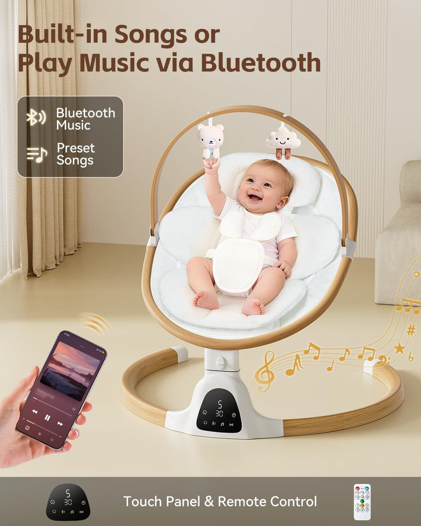 Swings for Infants, Electric Infant Swing with 5 Speed Modes, White