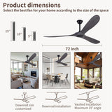 Inspired Maverick Style 72" Ceiling Fans Without Lights, 72 Inch Outdoor Ceiling Fans no Light, 3 Blade Solid Wood Waterproof Ceiling Fan with Remote Control for Living room Outdoor Farmhouse/Patios - Brushed Gray Blades A102-B0CMTP54YG