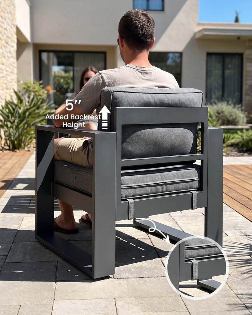 4 Pieces Aluminum Outdoor Patio Furniture Set, Metal Modern Conversation Sofa Set with Fire Pit Table and Washable