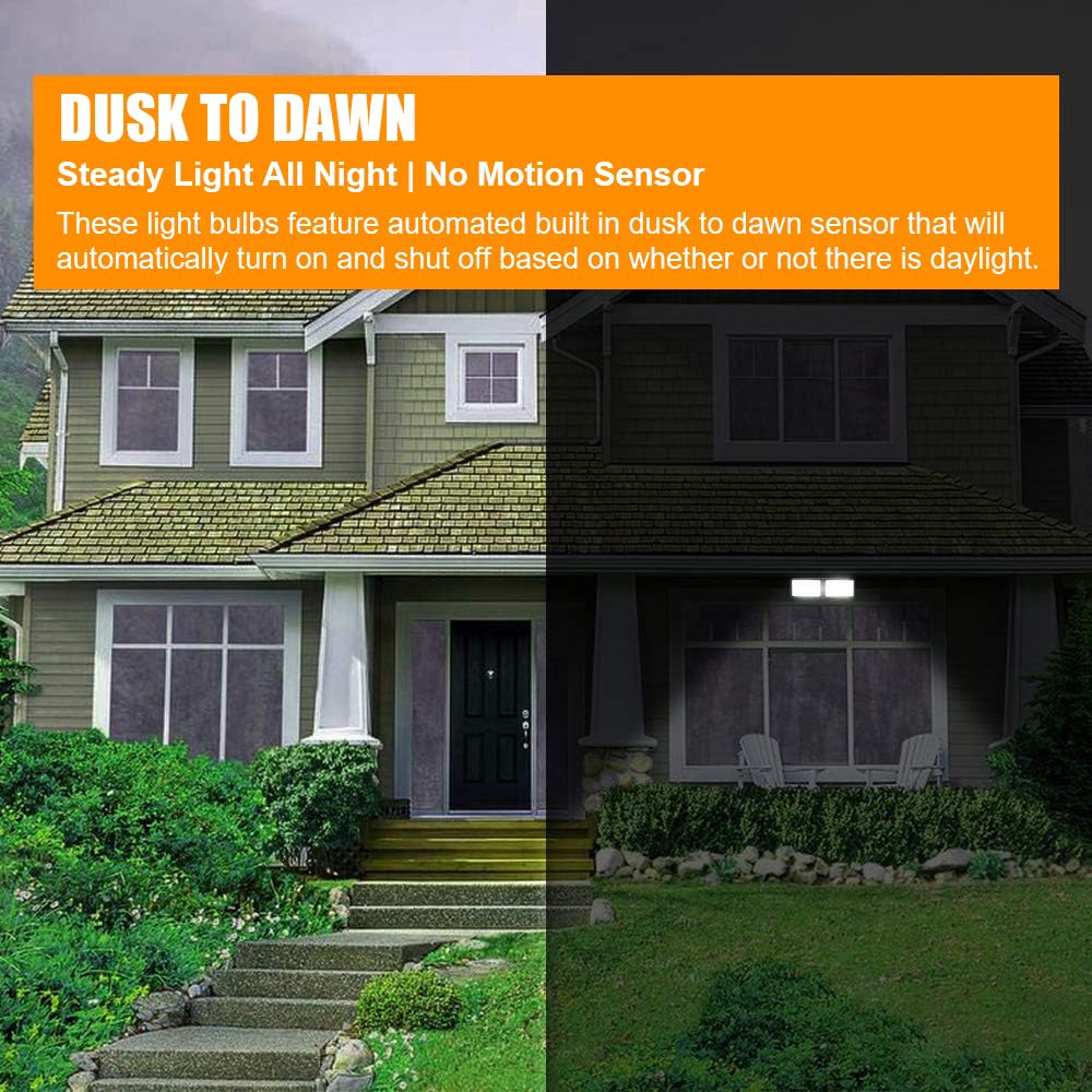 18W Dusk to Dawn Plug-in Flood Light, 5000K 1600lm Outdoor 2 Pack